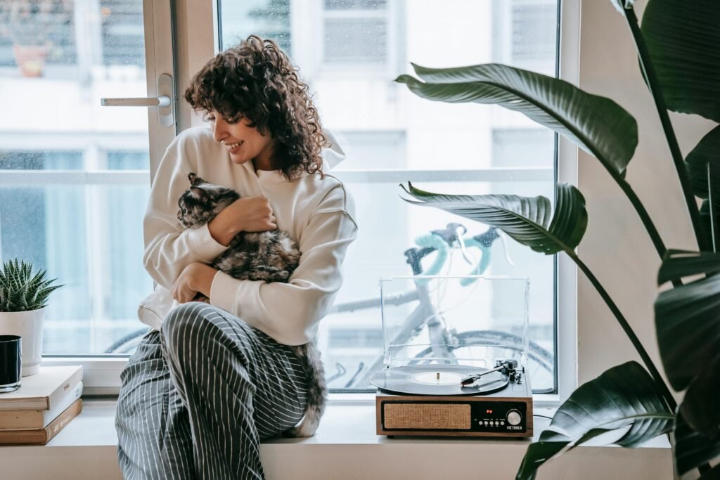 happy cat, woman holding cat, happy woman and cat, healthy cat, playful cat